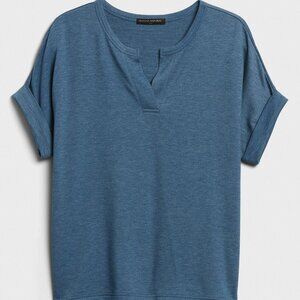 Banana Republic Factory Baby Terry Split-Neck Tee - Indigo - Size Small